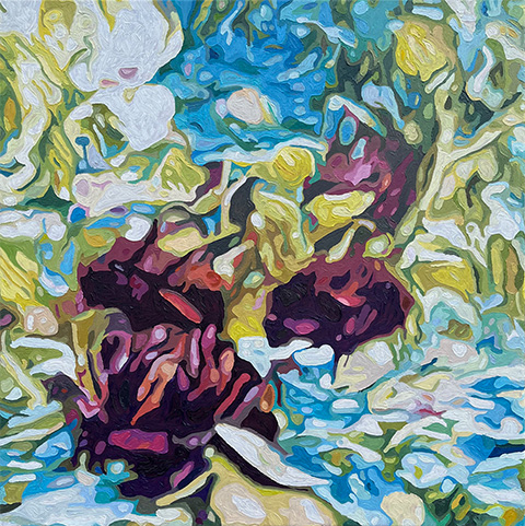 Park Rosenhöhe, Dancing Roses, Öl auf Leinwand 70 x 70 cm, William Greenwood 2025