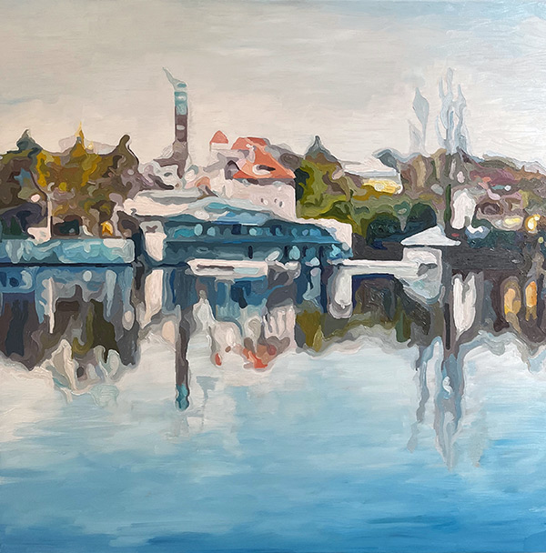 Darmstadt Woog, Öl auf Leinwand - 80 x 80 cm, William Greenwood 2025