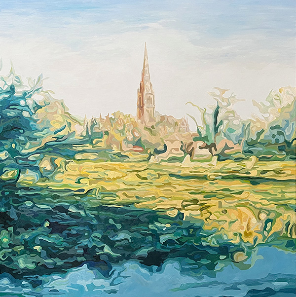 Salisbury Cathedral, oil on canvas 120 x 120 cm, William Greenwood 2025